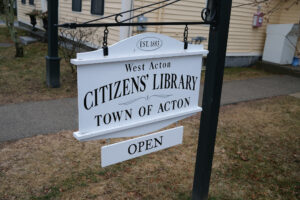 Street side sign for the West Acton Citizens Library