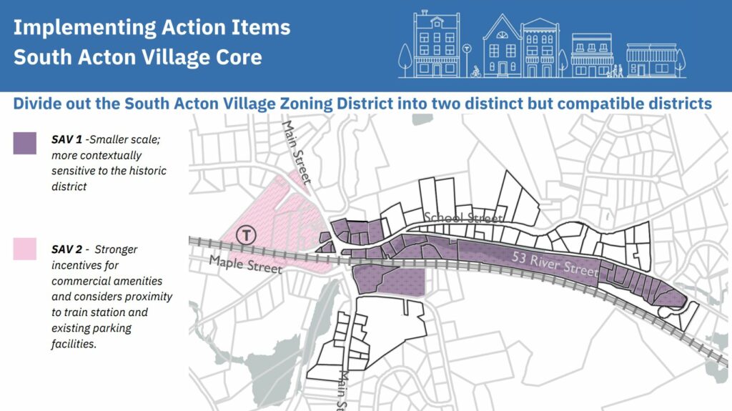 Map of South Acton Village Districts 1 and 2.