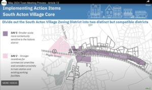 Map of South Acton Village showing new zoning overlays.