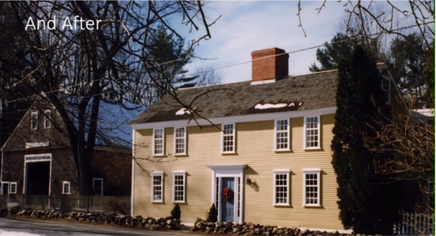 A contemporary view of the Edwards house, now painted yellow.