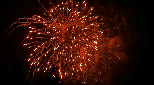 Red fireworks with gold tips.