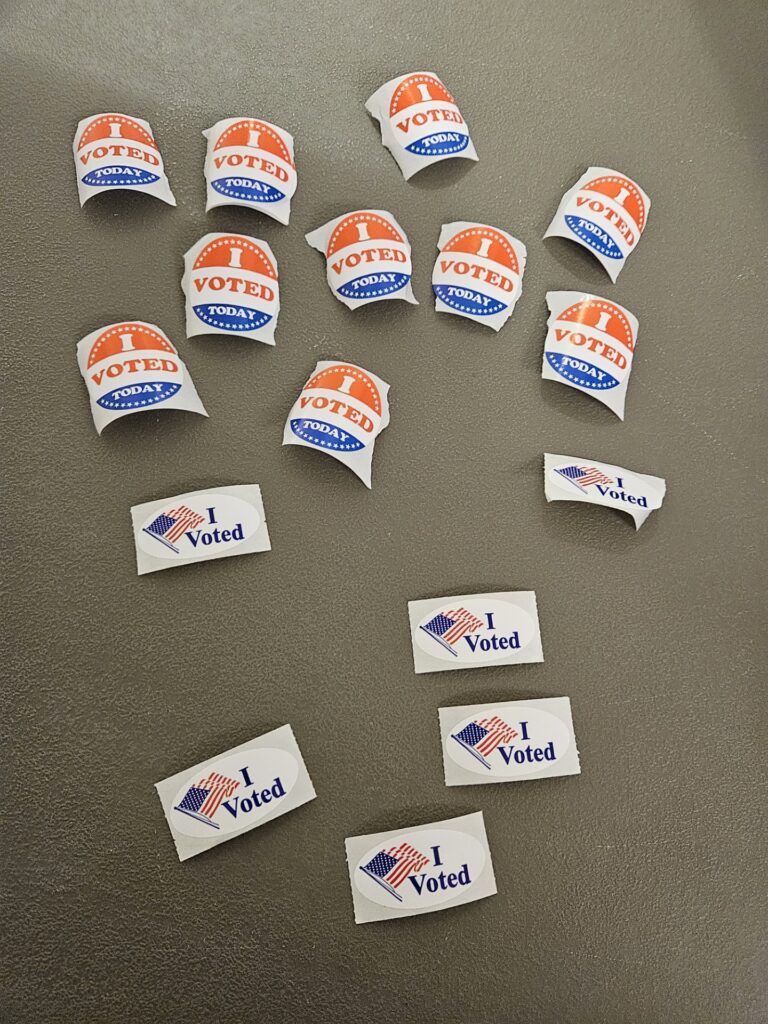 Stickers that say I Voted Today and I Voted with a little American flag.