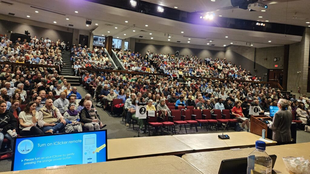 A very full house in the ABRHS Auditorium. Overflow crowds were also seated in the gym and two other rooms.